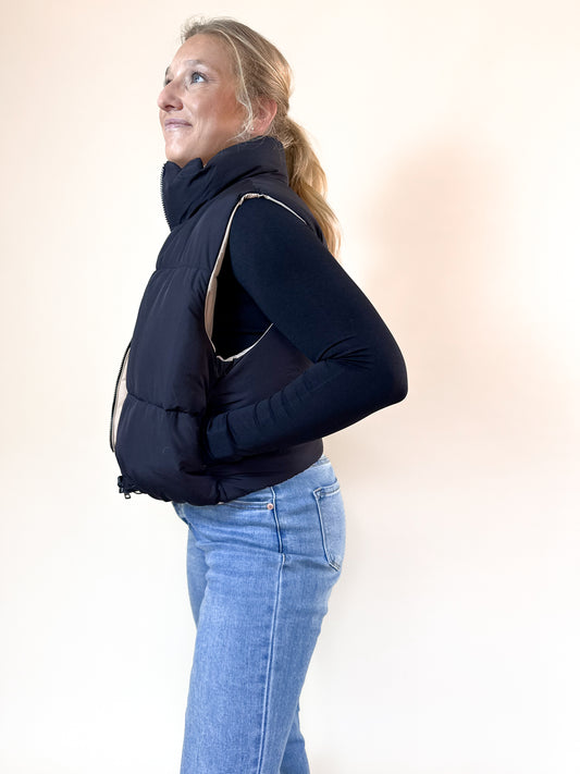 Double Standards Reversible Cropped Puffer Vest