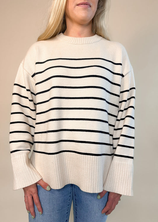 Fall Era Essential Striped Sweater - Black