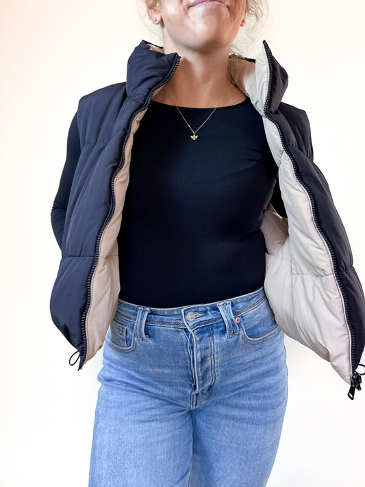 Double Standards Reversible Cropped Puffer Vest