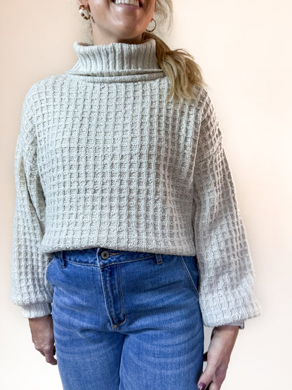 Heather's Greige Turtleneck Sweater